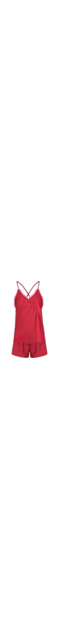 Pijama Feminino Shortdoll Cetim Grace Bay - Vermelho