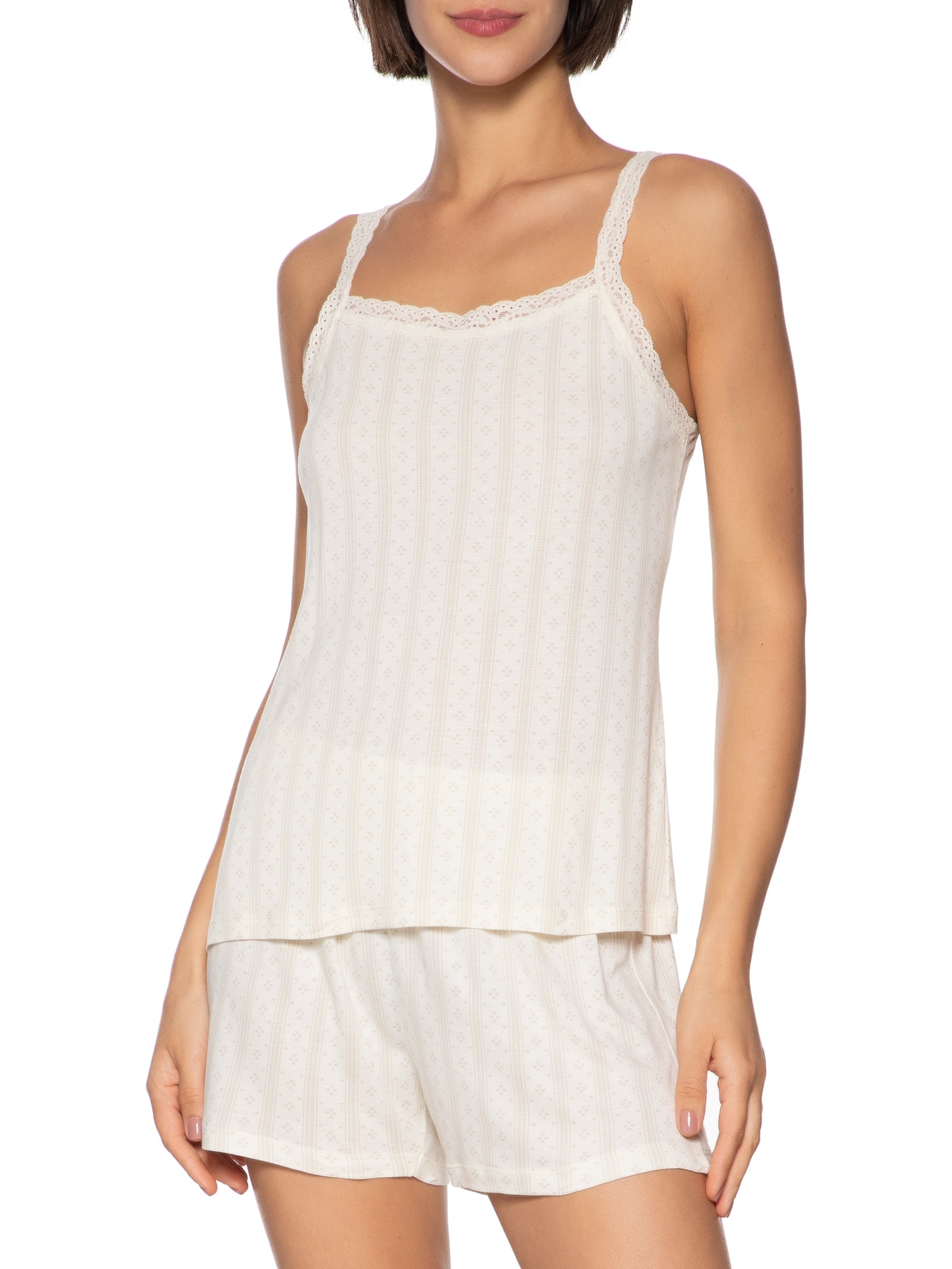 Pijama Feminino Sm Branco Hering Intimates