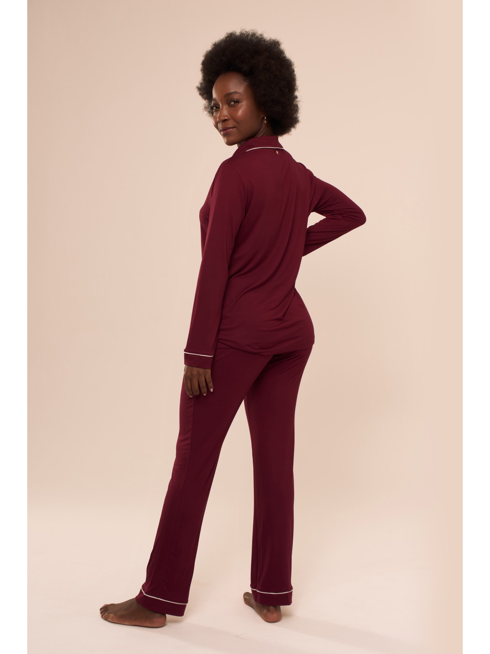 Pijama Longo Classic Malbec Vermelho Suntime