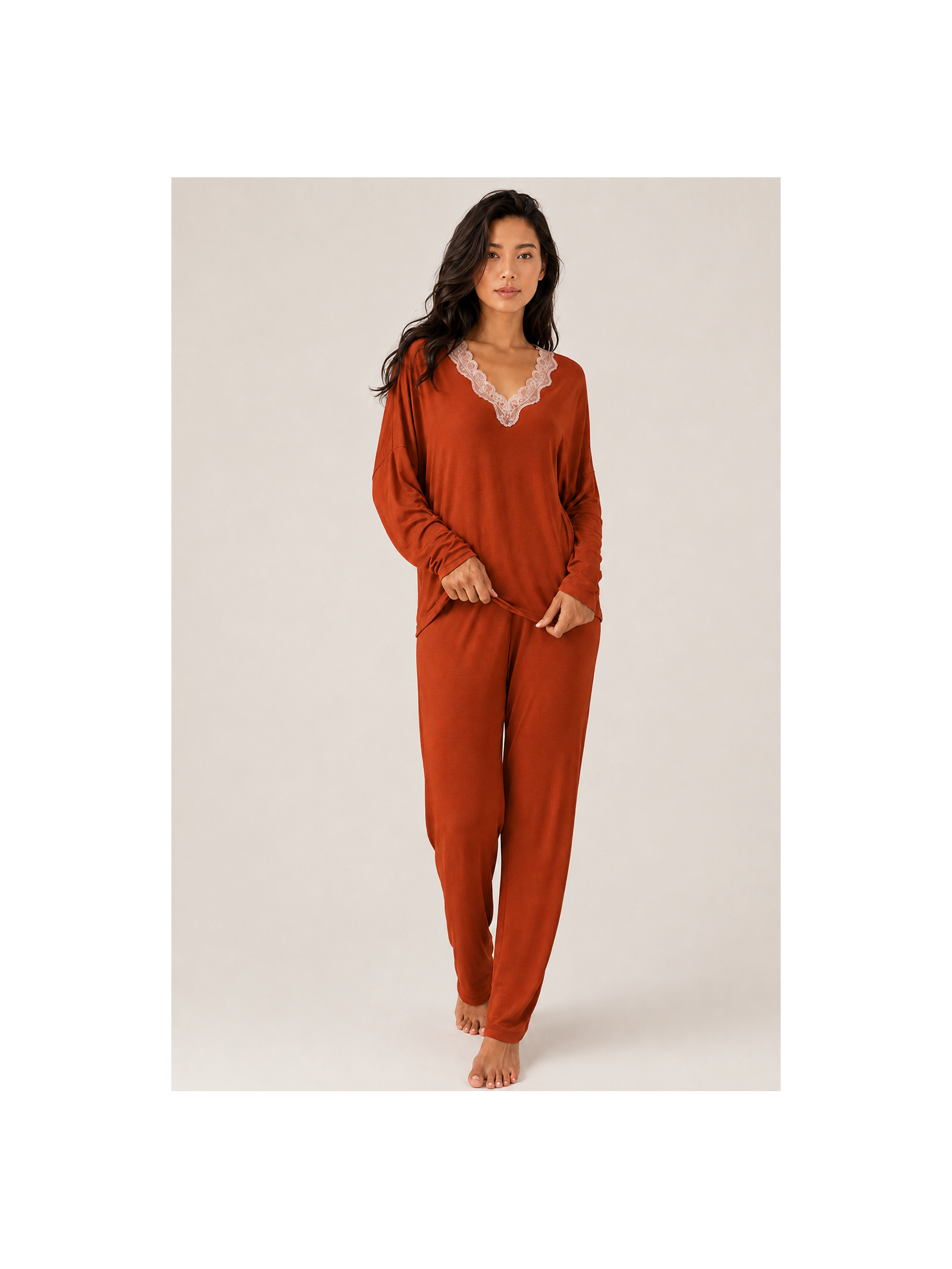 Pijama Longo Sweet Cinnamon Marrom Suntime