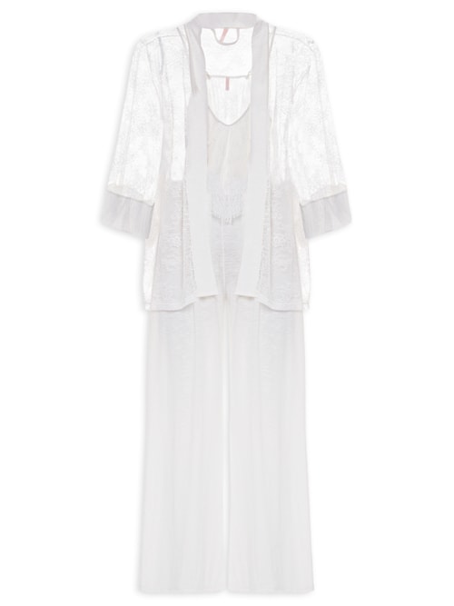 Pijama Longo Trio Renda Feminino Almar – Branco