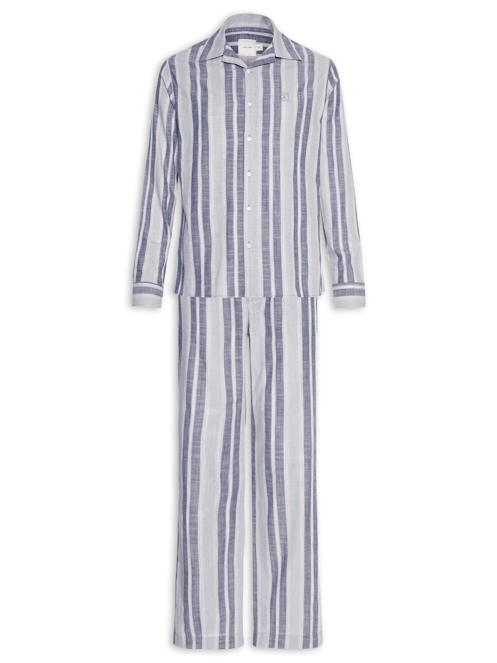 Pijama Masculino Camisa Com Calça Tricoline Cinza Calvin Klein Underwear
