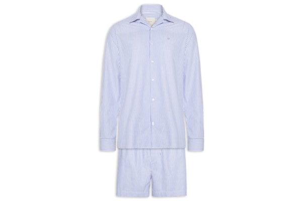 Pijama Masculino Camisa Em Botões E Bermuda - Azul 