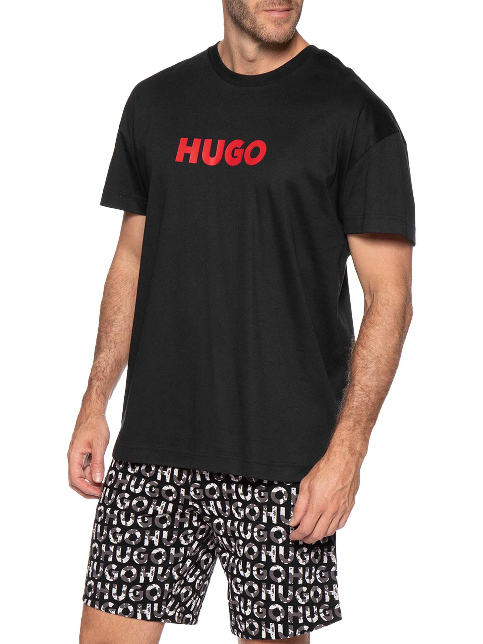 Pijama Masculino Camo Logo Short Preto Hugo