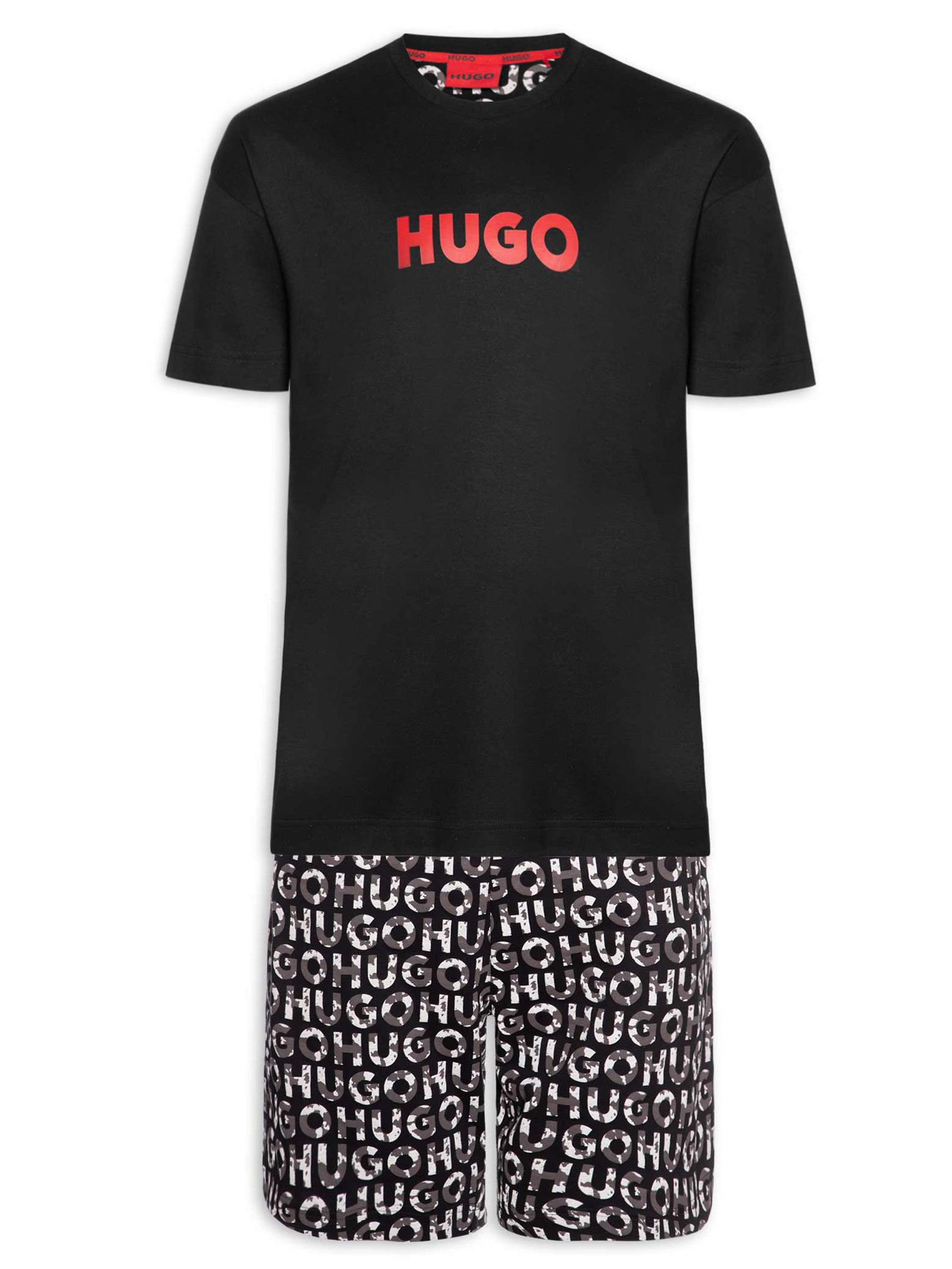 Pijama Masculino Camo Logo Short Preto Hugo