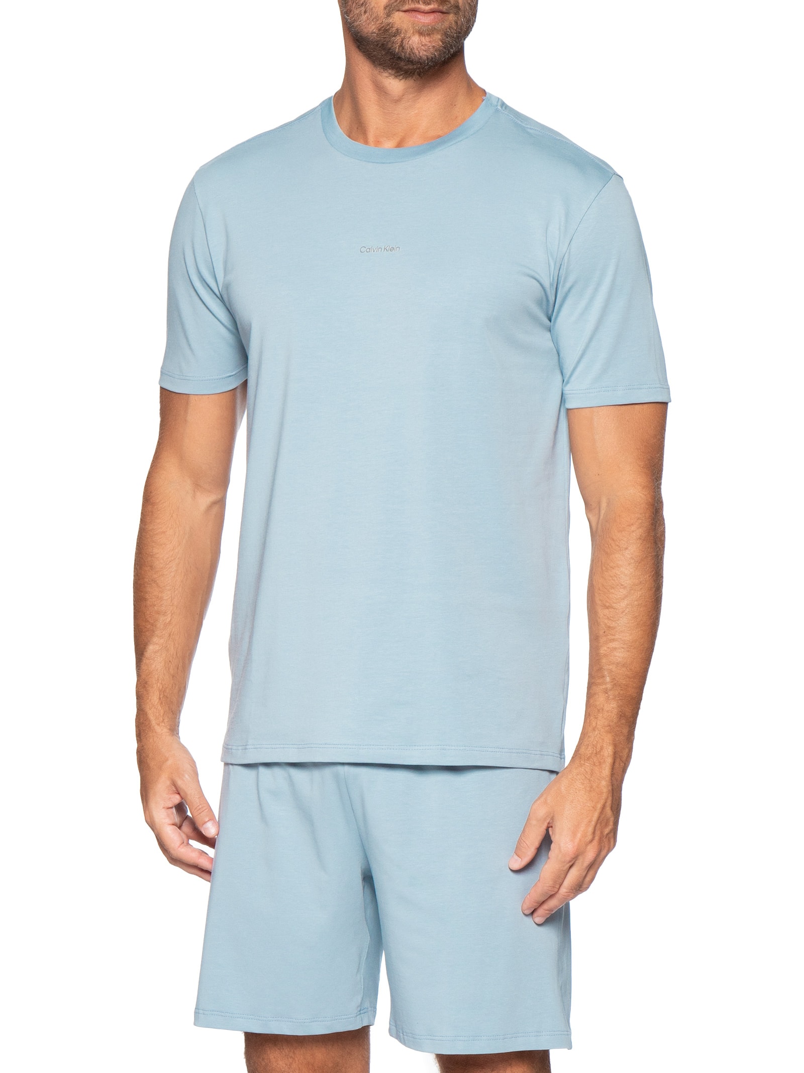 Pijama Masculino Com Bermuda Em Pima Cotton Azul Calvin Klein Underwear