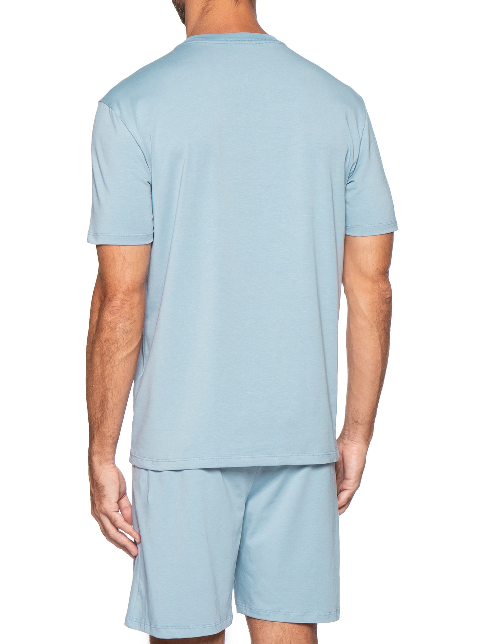 Pijama Masculino Com Bermuda Em Pima Cotton Azul Calvin Klein Underwear