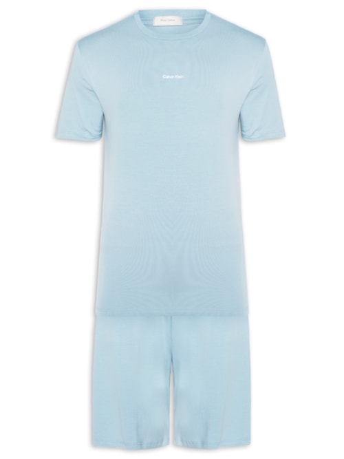 Pijama Masculino Com Bermuda Em Pima Cotton - Azul