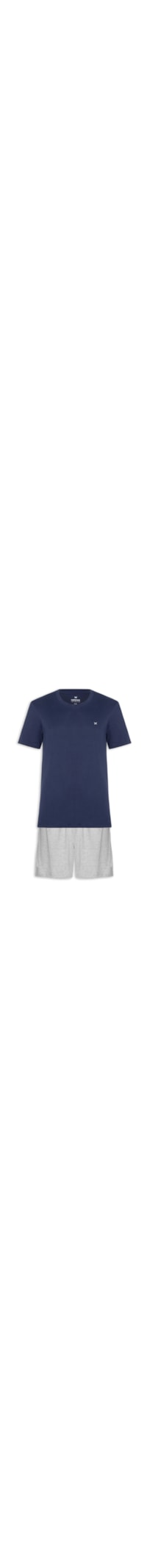 Pijama Masculino Curto Com Bordado - Azul