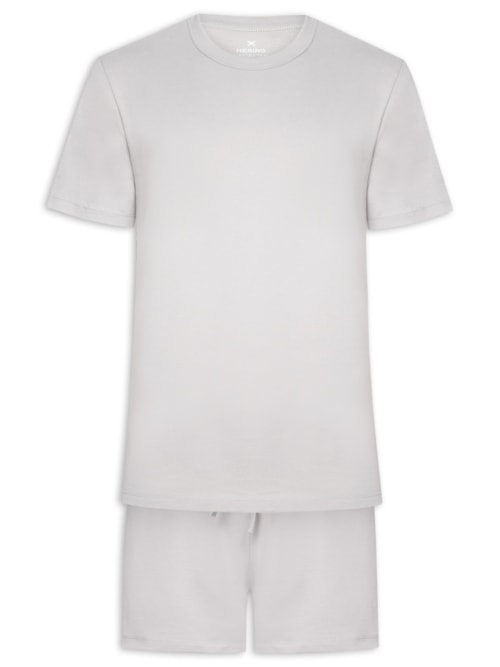 Pijama Masculino Curto Com Porta Pijama – Cinza