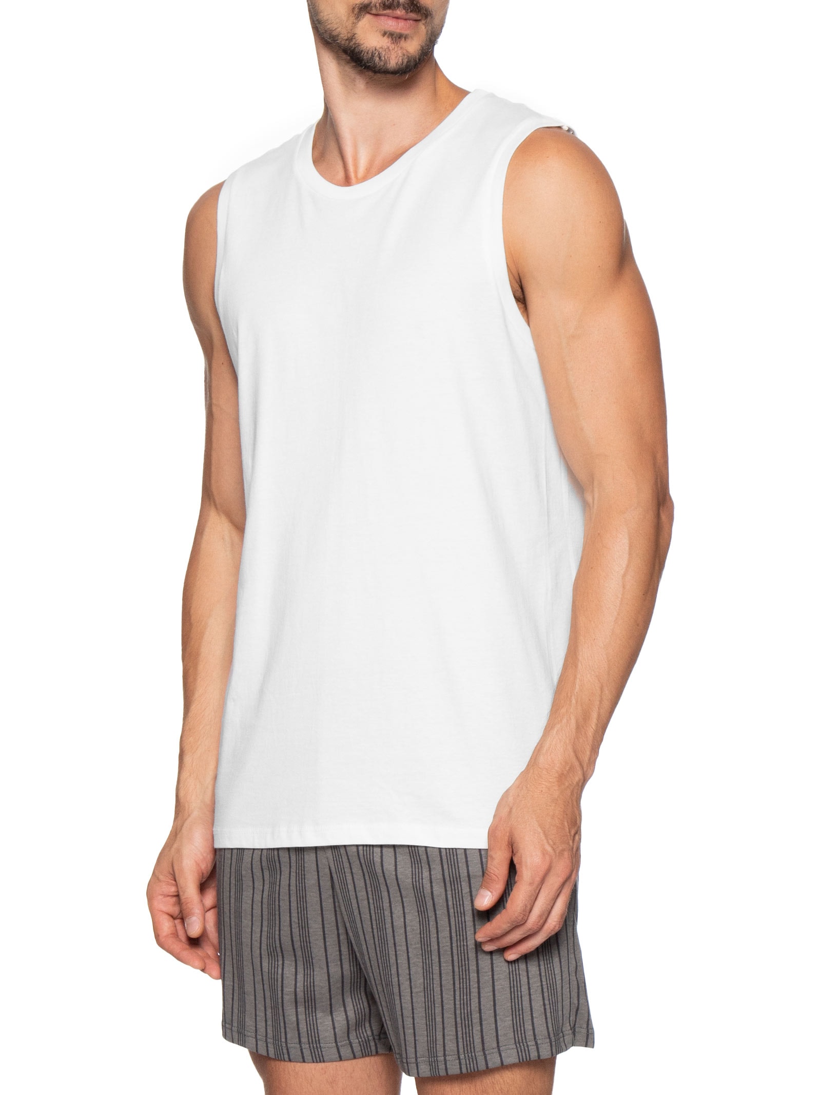 Pijama Masculino Curto Com Regata Cinza Hering Intimates