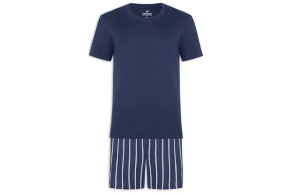 Pijama Masculino Curto Com Samba Canção - Azul