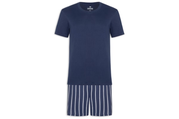 Pijama Masculino Curto Com Samba Canção - Azul