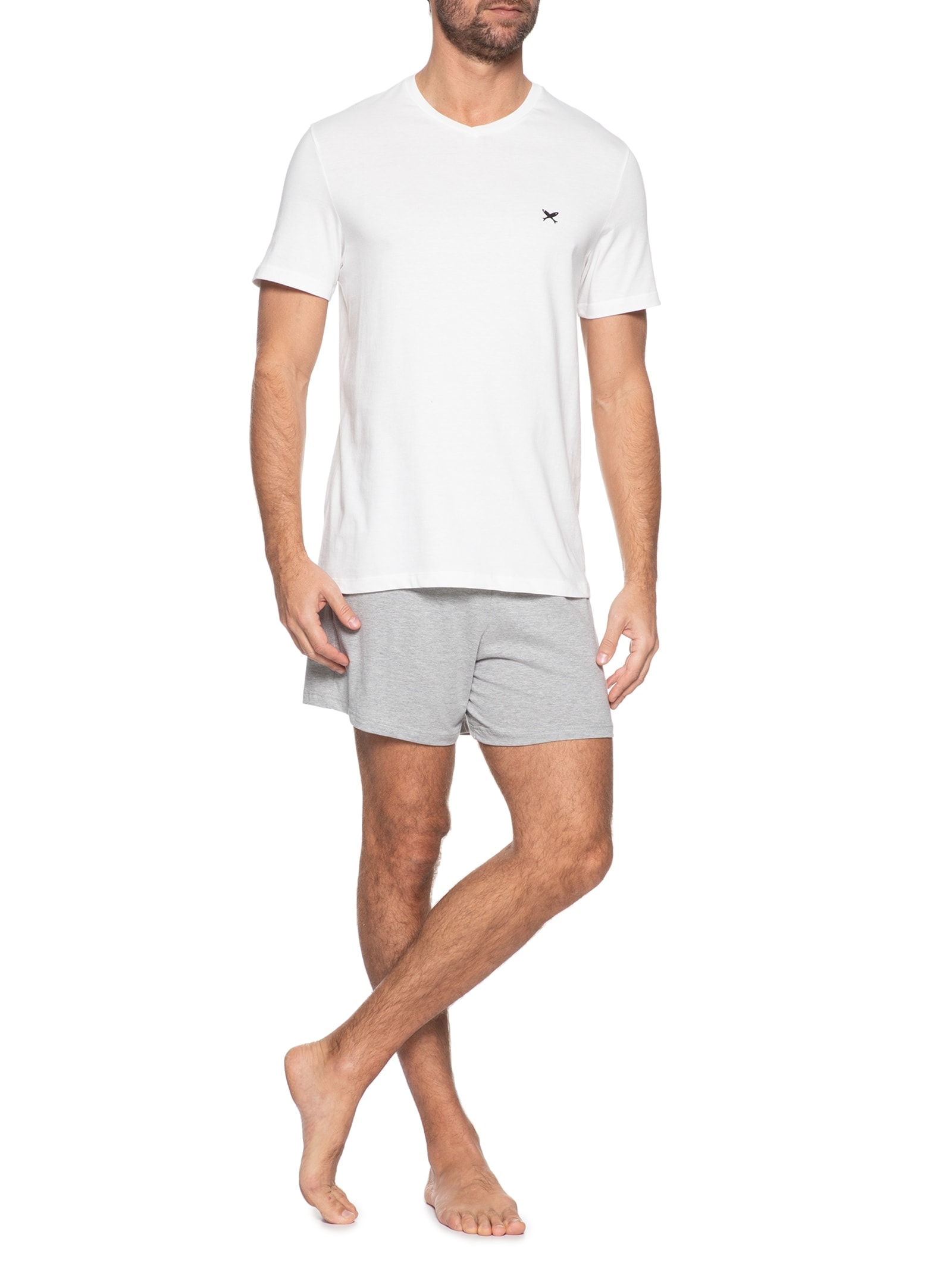 Pijama Masculino Curto Em Malha Branco Hering Intimates