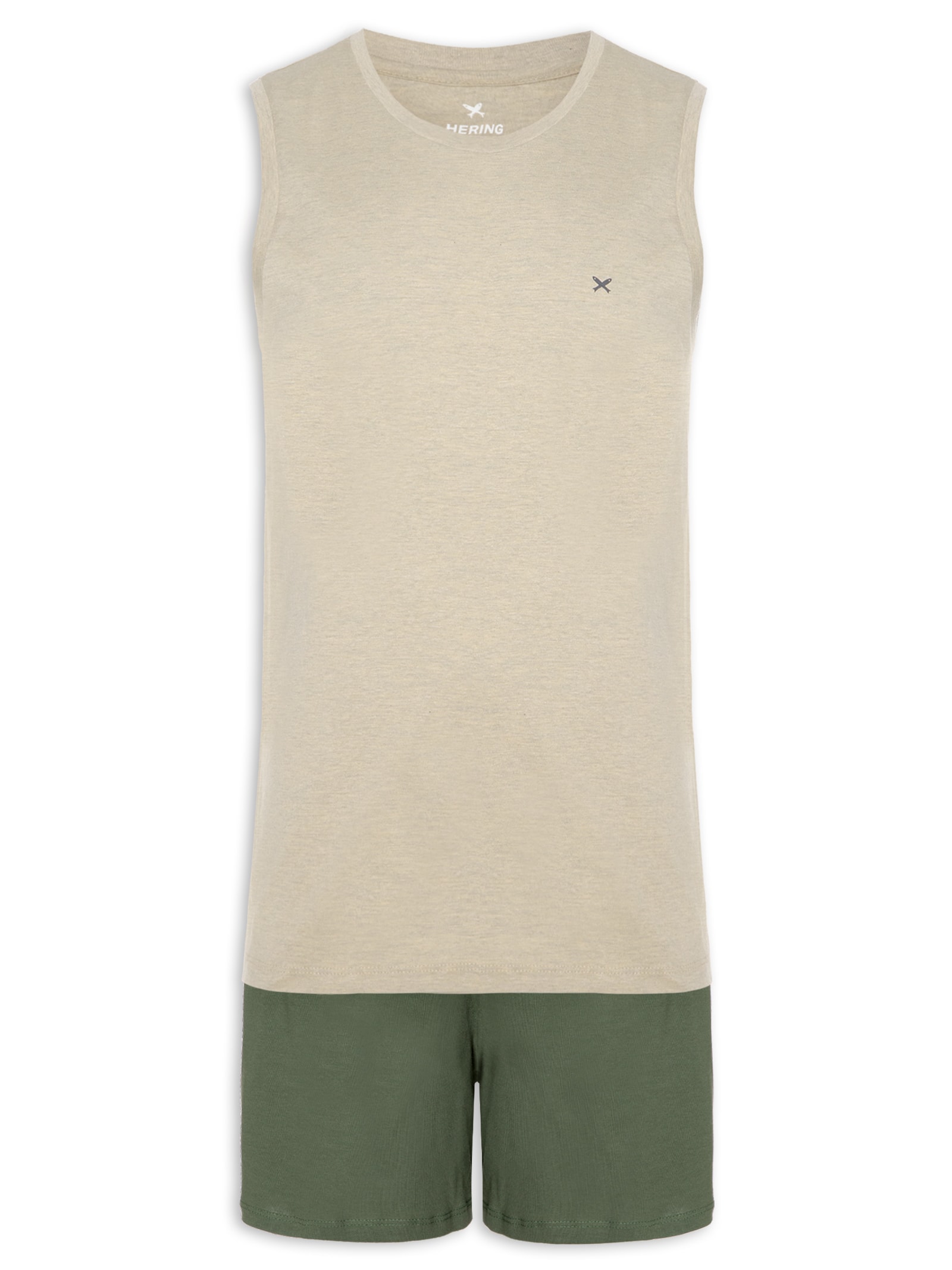 Pijama Masculino Curto Em Malha De Algodão Verde Hering Intimates