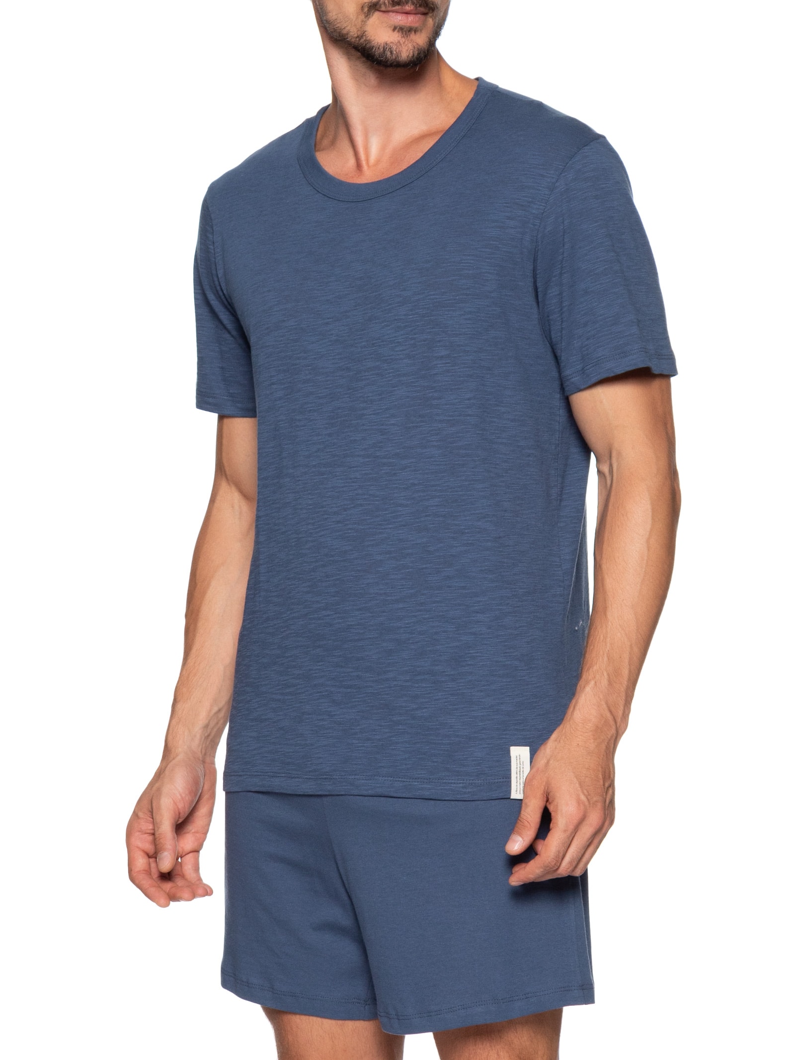 Pijama Masculino Curto Em Malha Flamê Azul Hering Intimates