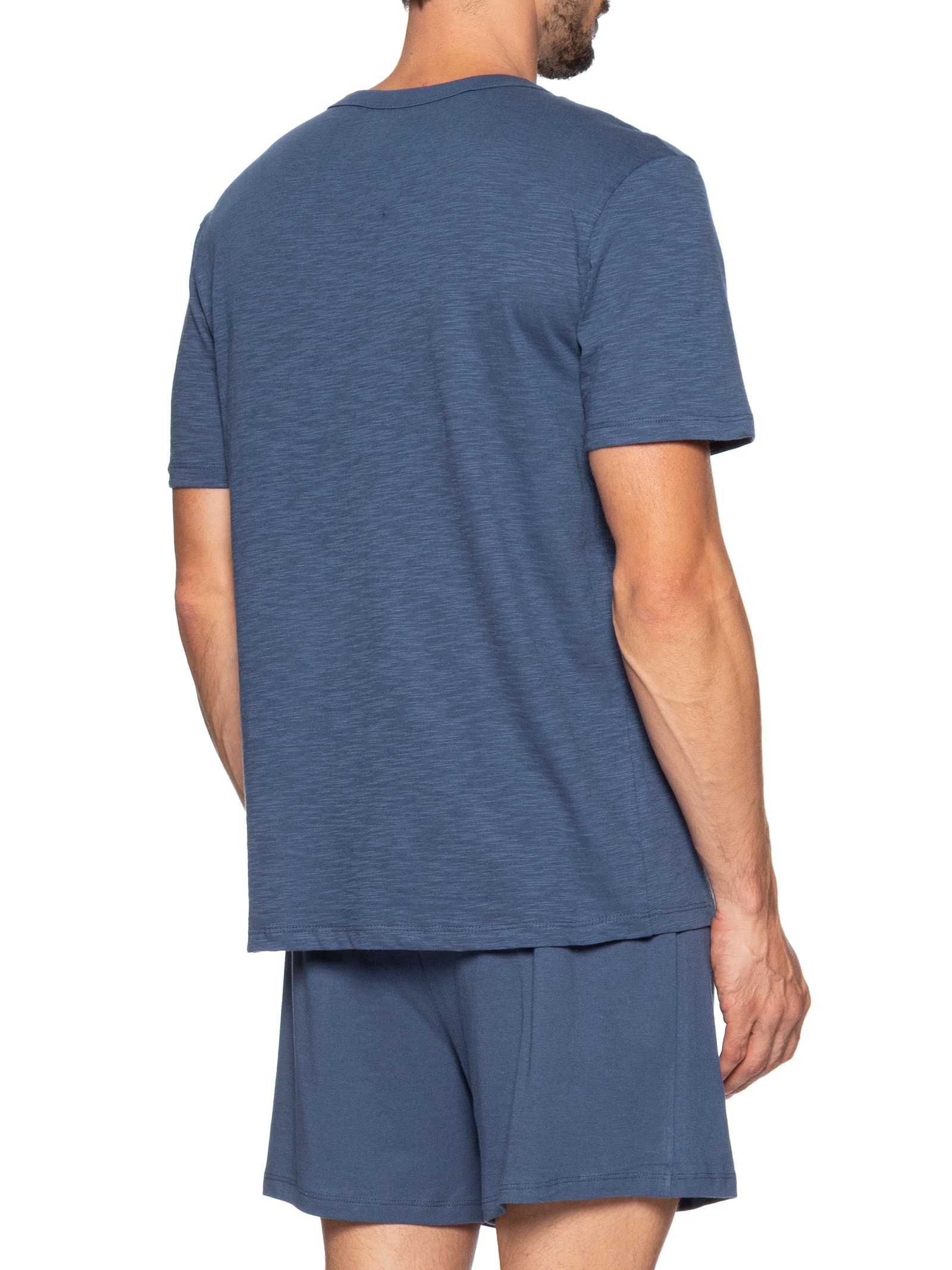 Pijama Masculino Curto Em Malha Flamê Azul Hering Intimates