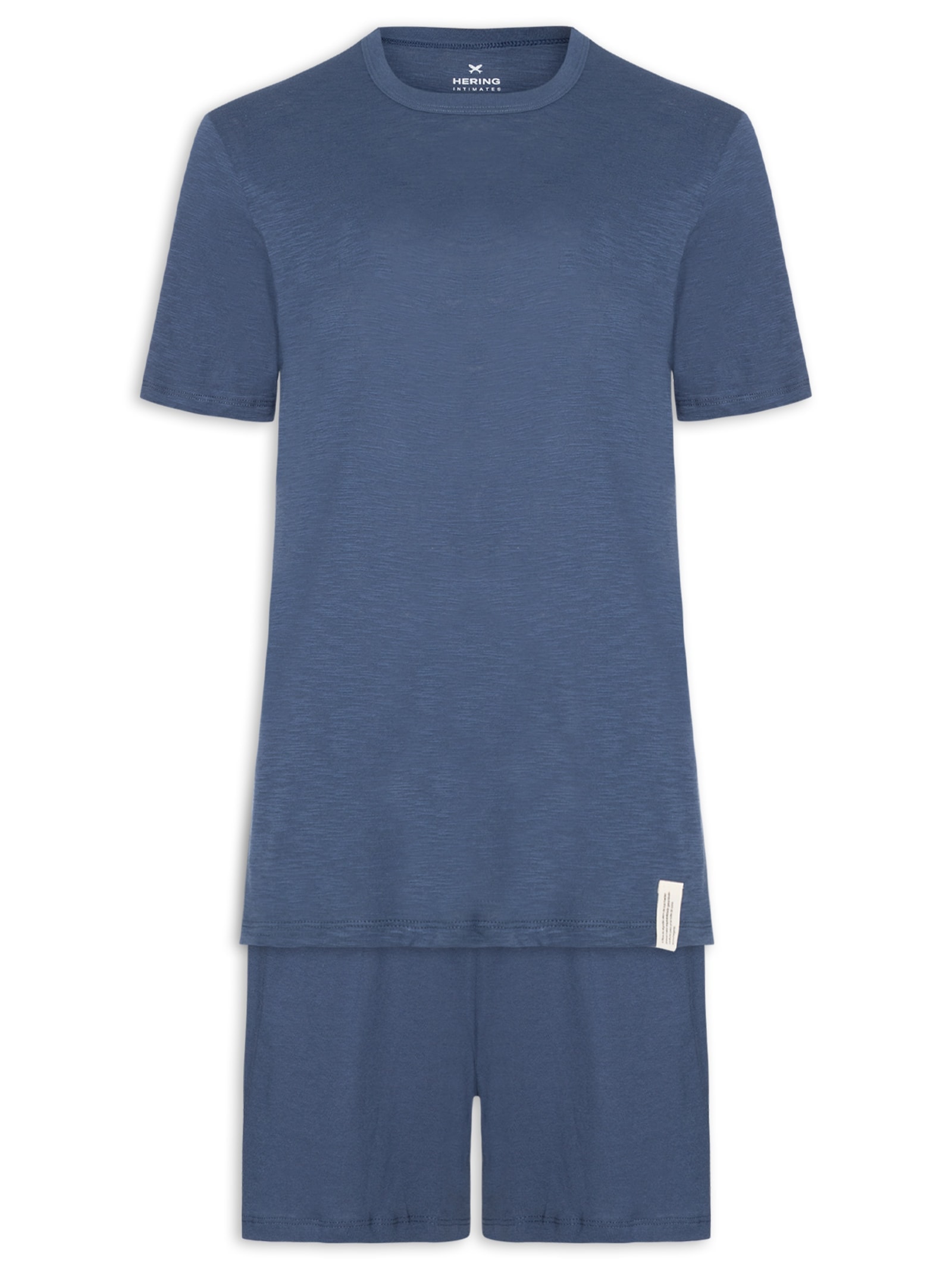 Pijama Masculino Curto Em Malha Flamê Azul Hering Intimates
