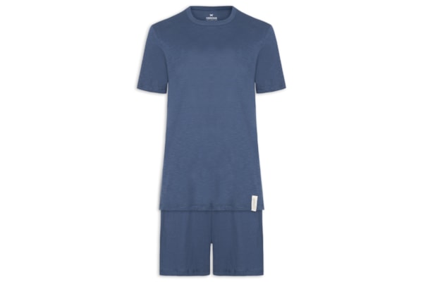 Pijama Masculino Curto Em Malha Flamê - Azul