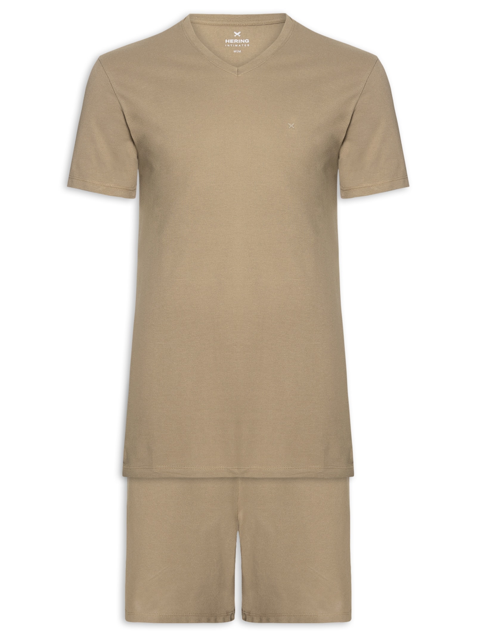 Pijama Masculino Curto Em Malha Piquet Bege Hering Intimates