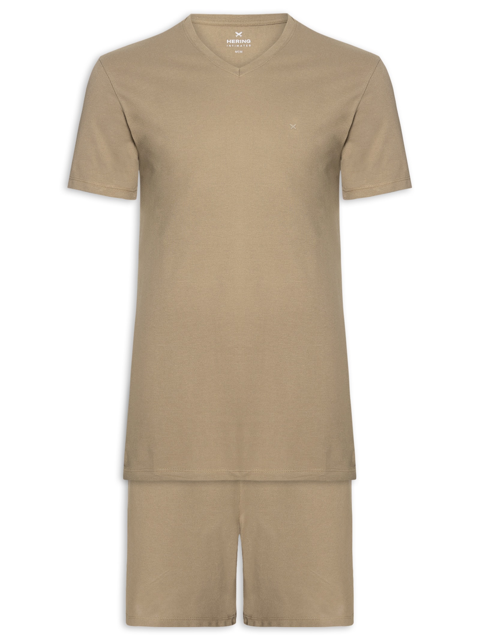 Pijama Masculino Curto Em Malha Piquet Bege Hering Intimates