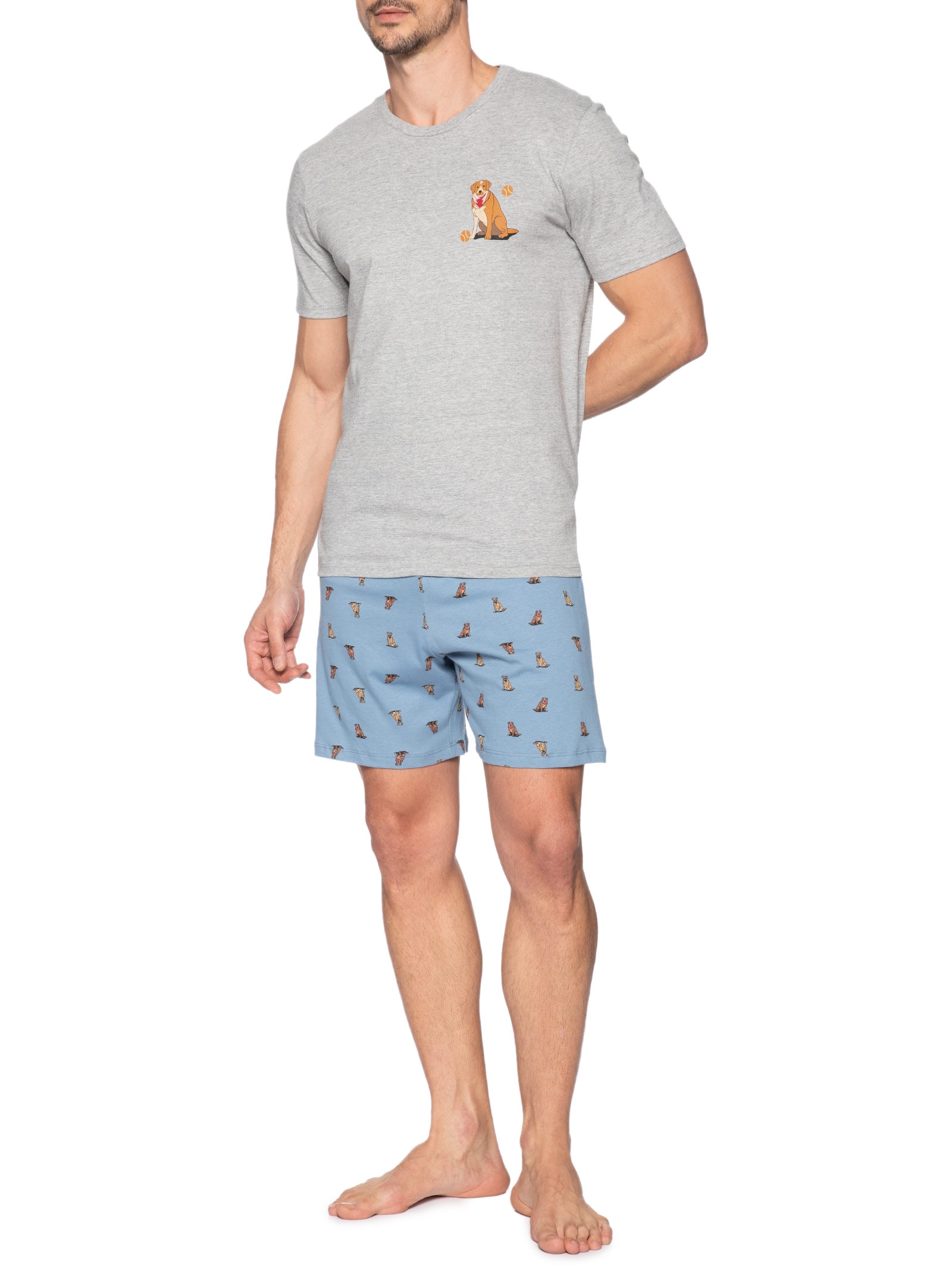 Pijama Masculino Curto Estampado Azul Hering Intimates