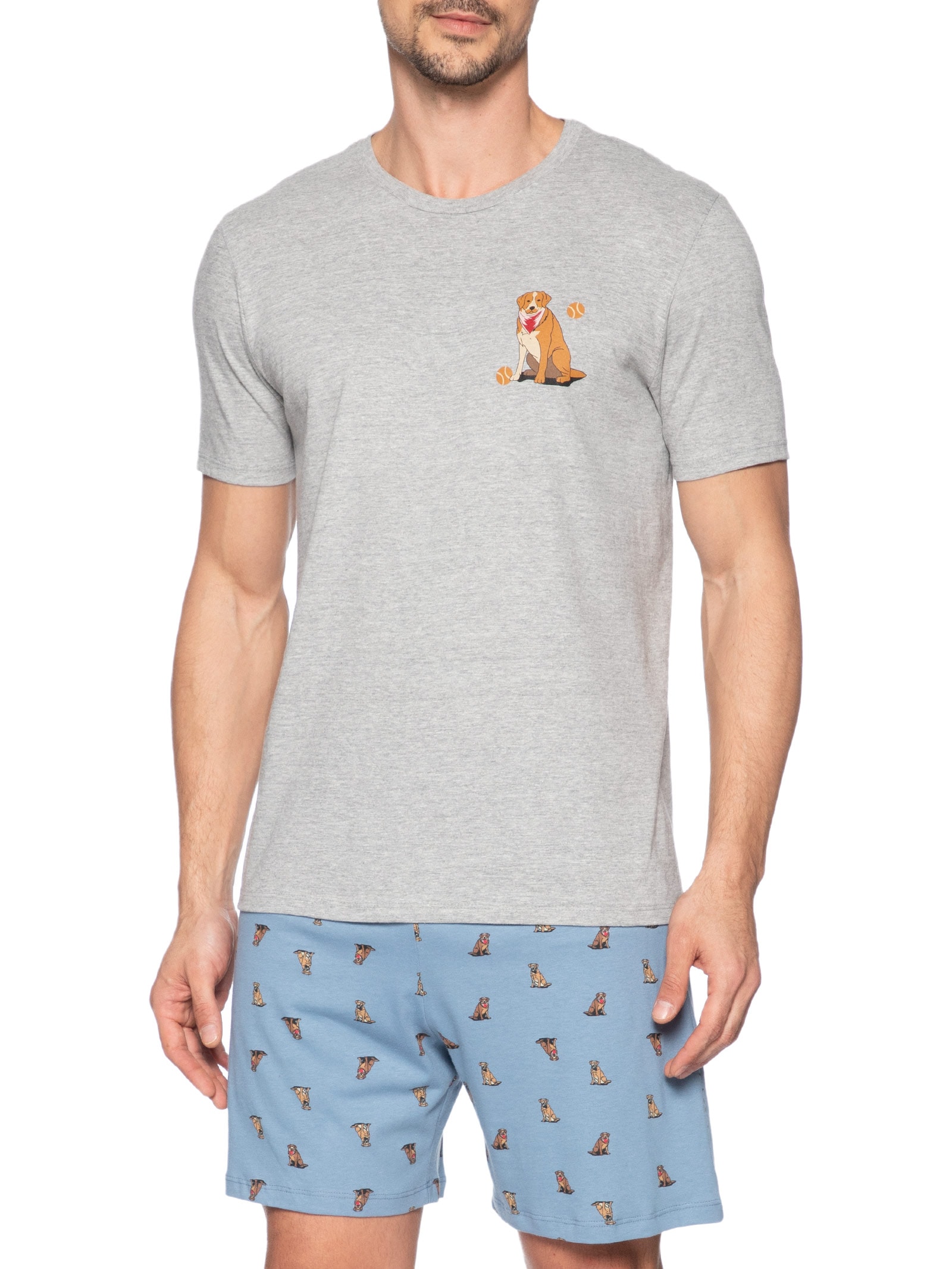 Pijama Masculino Curto Estampado Azul Hering Intimates