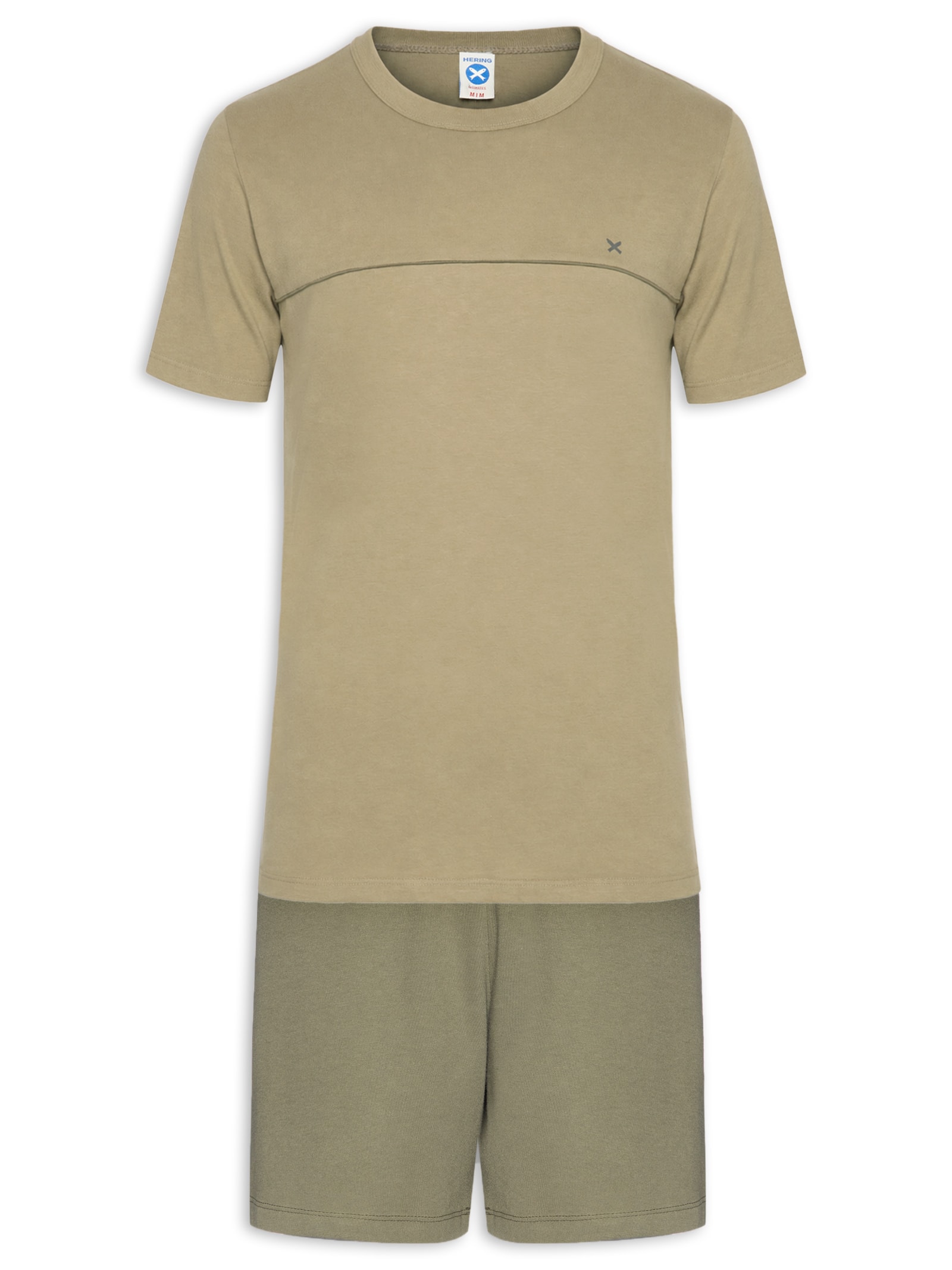 Pijama Masculino Curto Friso Contrastante Verde Hering Intimates