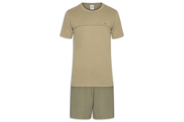 Pijama Masculino Curto Friso Contrastante - Verde