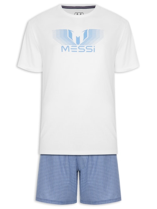 Pijama Masculino Curto Malha E Short Tricoline – Azul