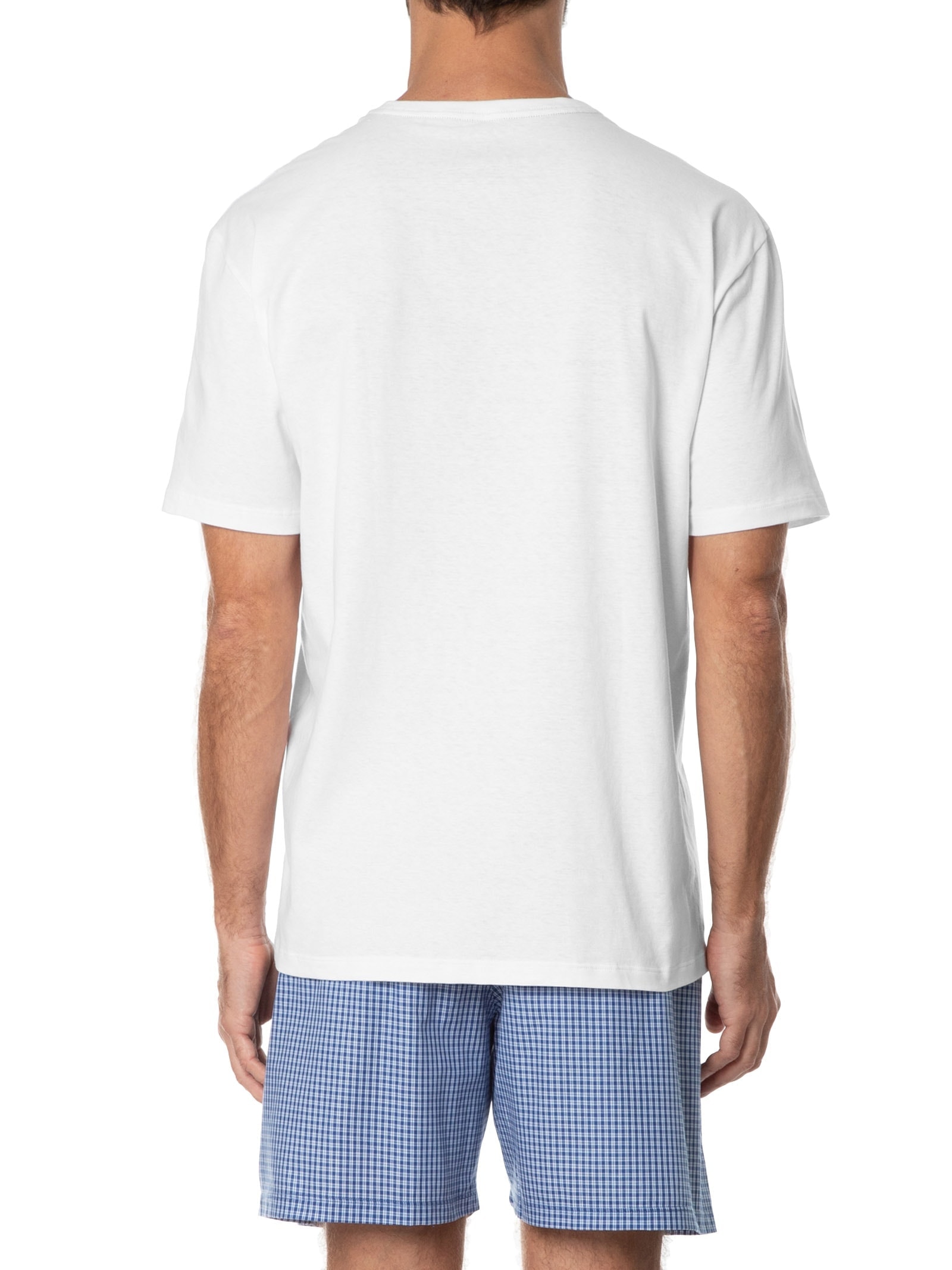 Pijama Masculino Curto Malha E Short Tricoline Azul Casa Das Cuecas