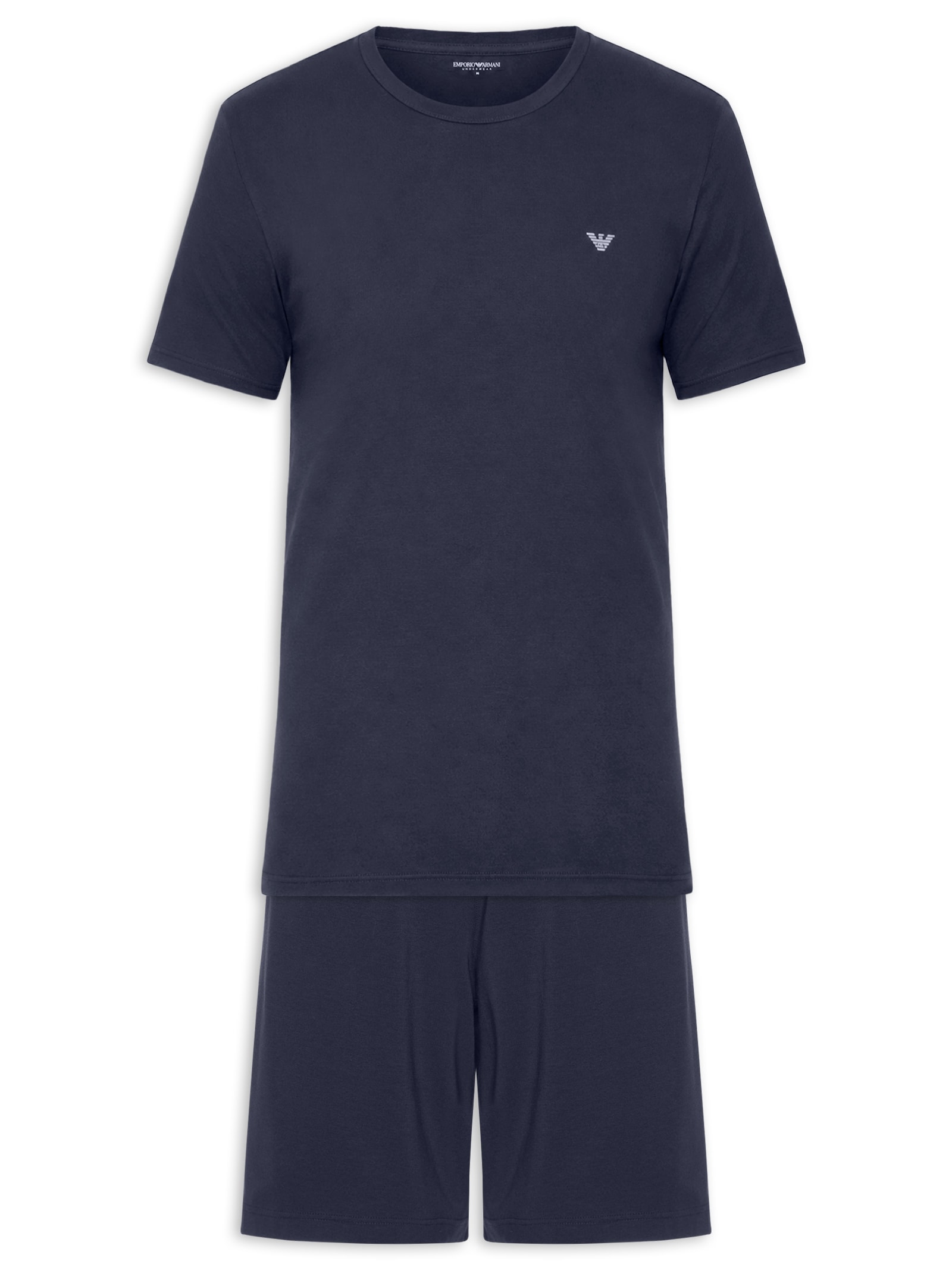 Pijama Masculino Curto Samba Canção Logo Azul Emporio Armani Bodywear