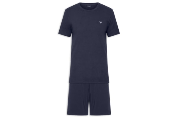 Pijama Masculino Curto Samba Canção Logo - Azul