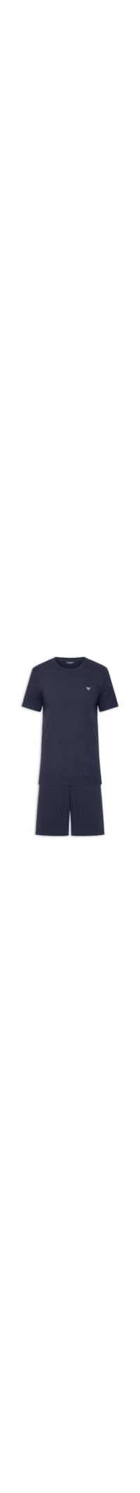 Pijama Masculino Curto Samba Canção Logo - Azul