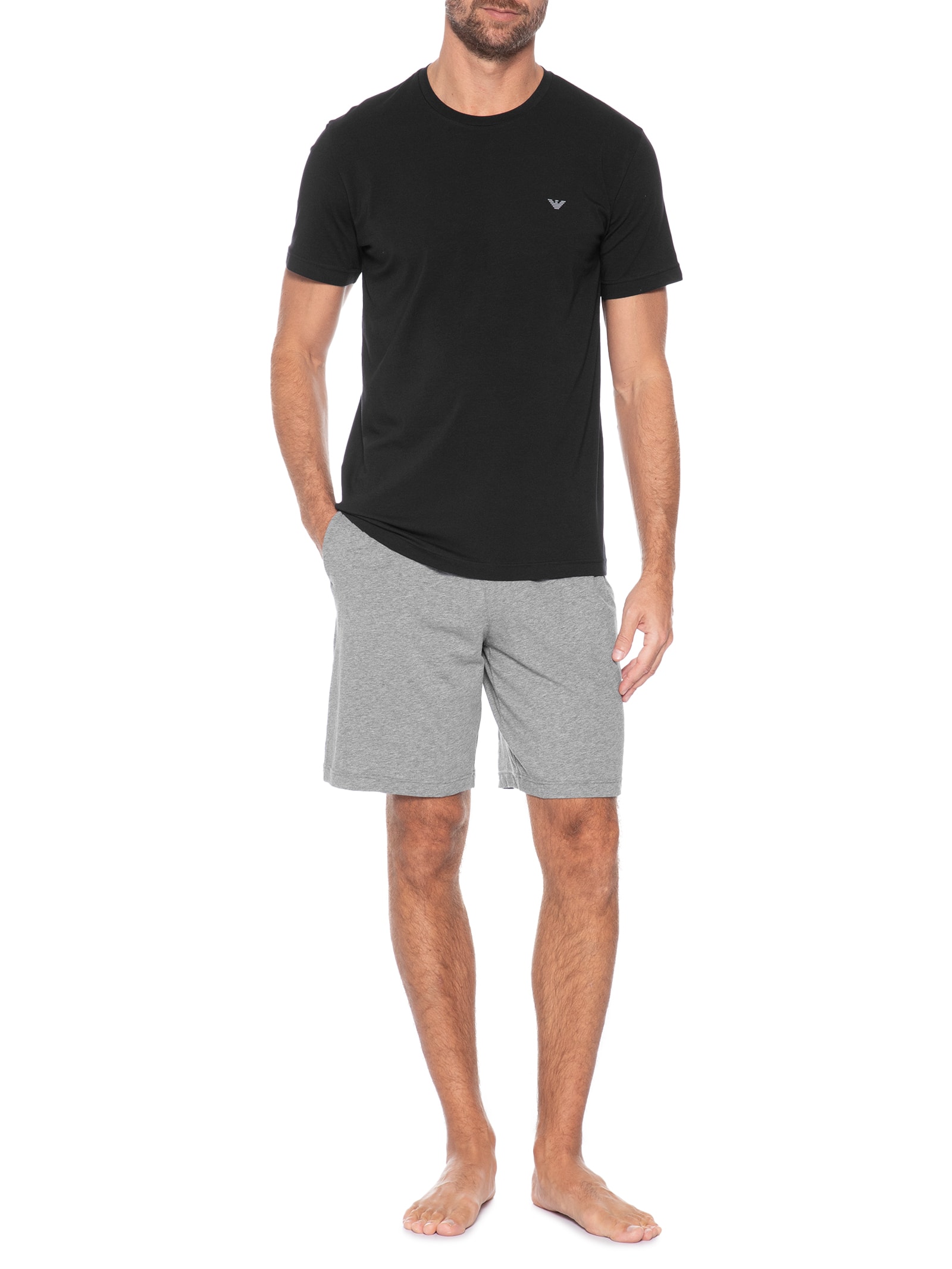 Pijama Masculino Curto Samba Canção Logo – Cinza Emporio Armani Bodywear