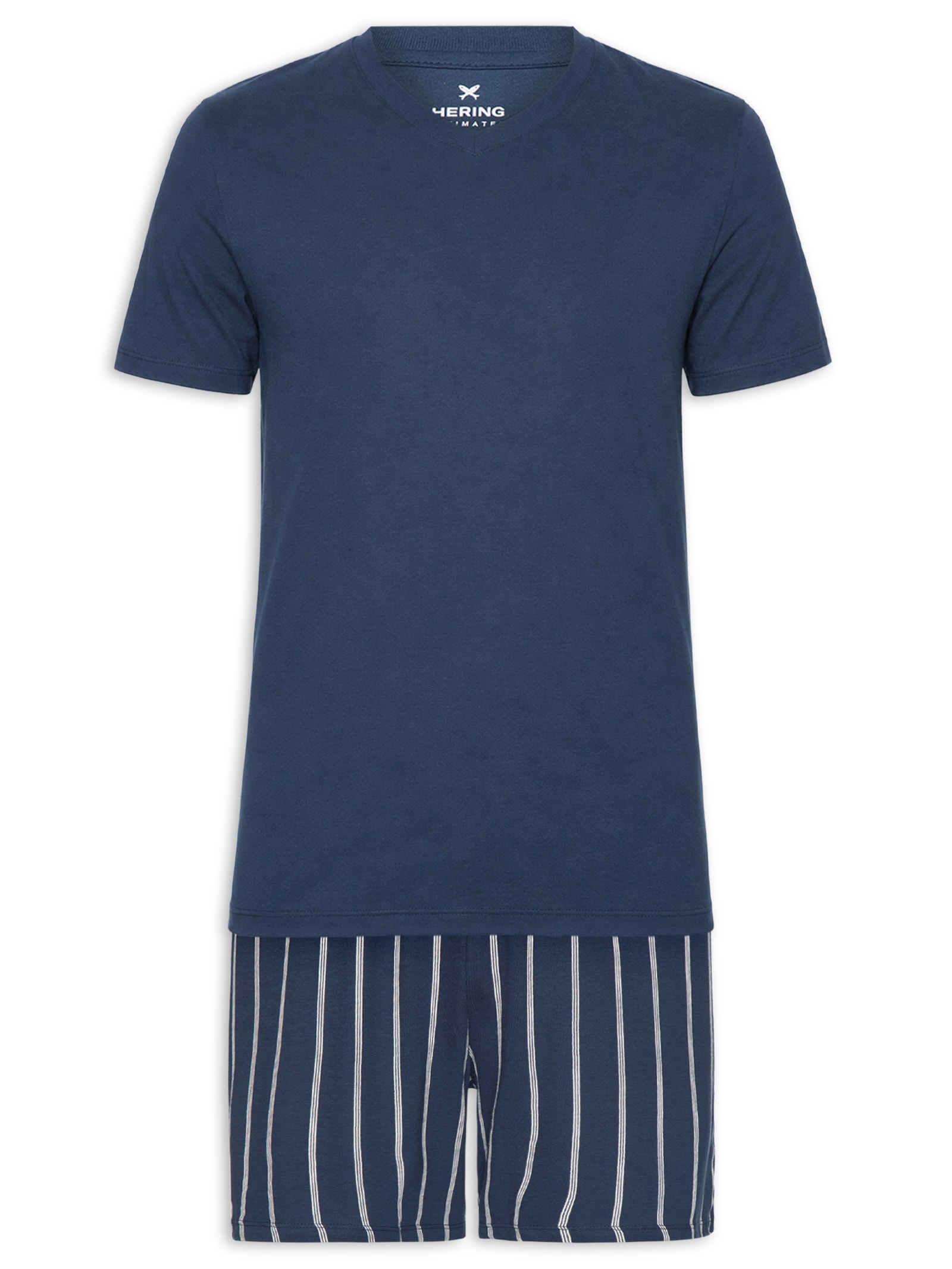 Pijama Masculino Decote V Em Algodão Azul Hering Intimates