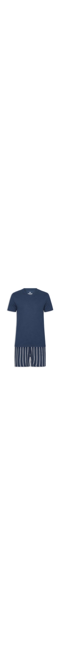 Pijama Masculino Decote V Em Algodão - Azul