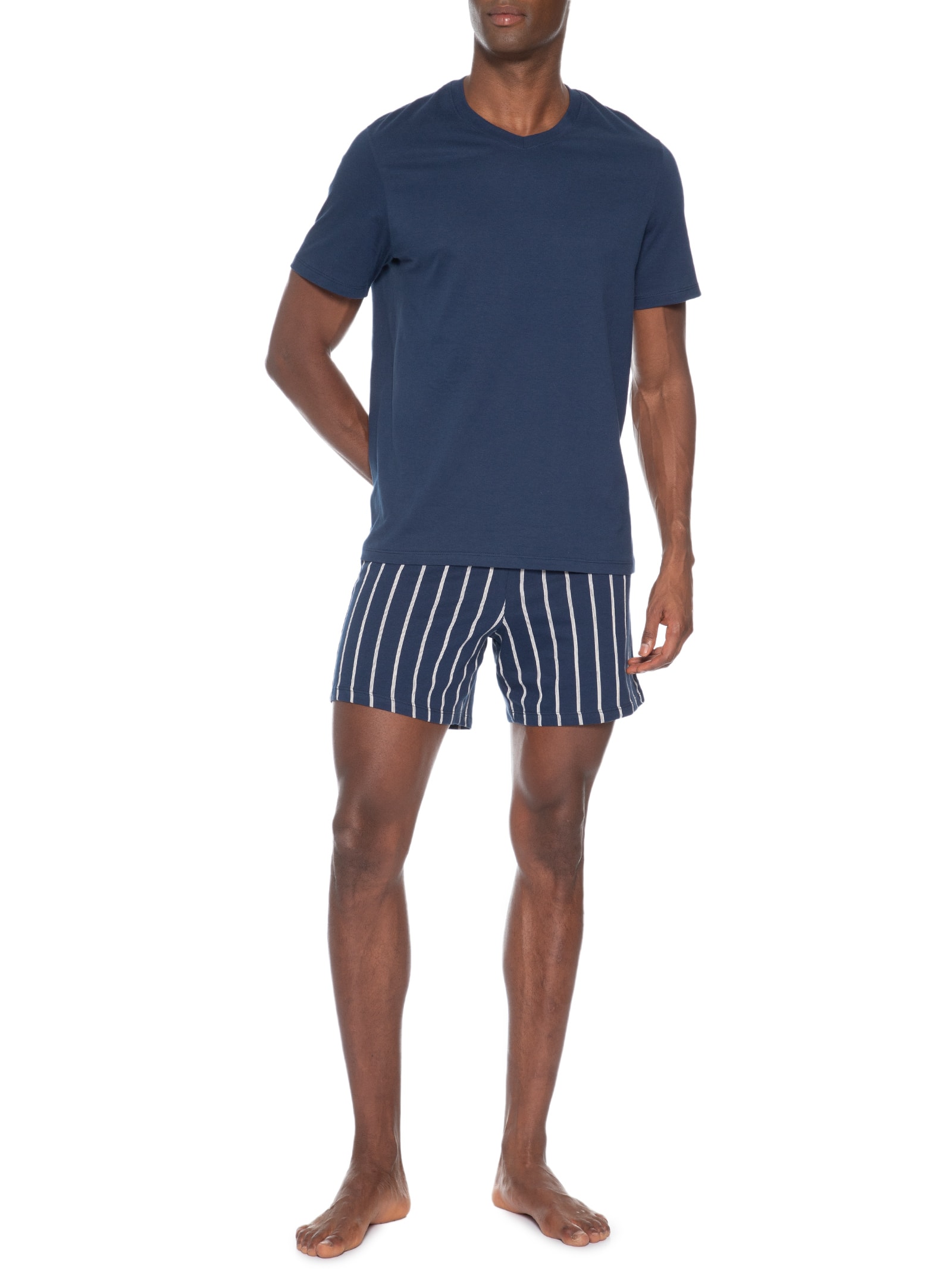 Pijama Masculino Decote V Em Algodão Azul Hering Intimates