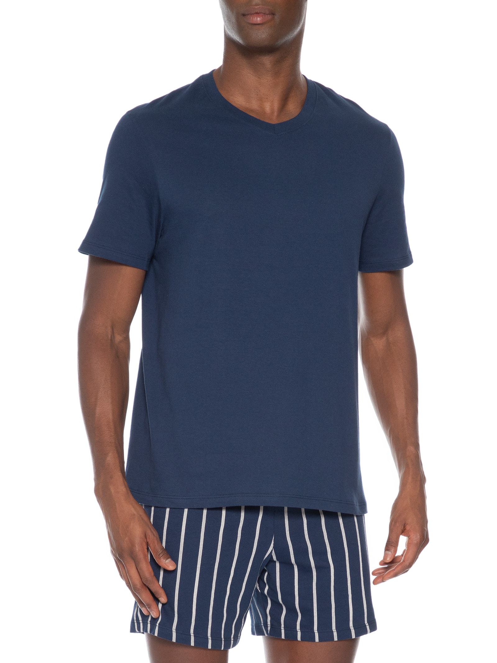 Pijama Masculino Decote V Em Algodão Azul Hering Intimates