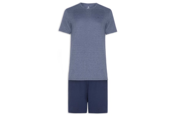 Pijama Masculino Decote V Logo Peixinho Em Algodão - Azul