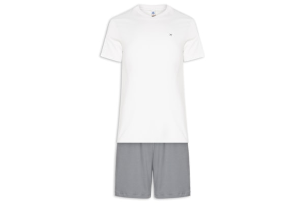 Pijama Masculino Decote V Logo Peixinho Em Algodão - Cinza