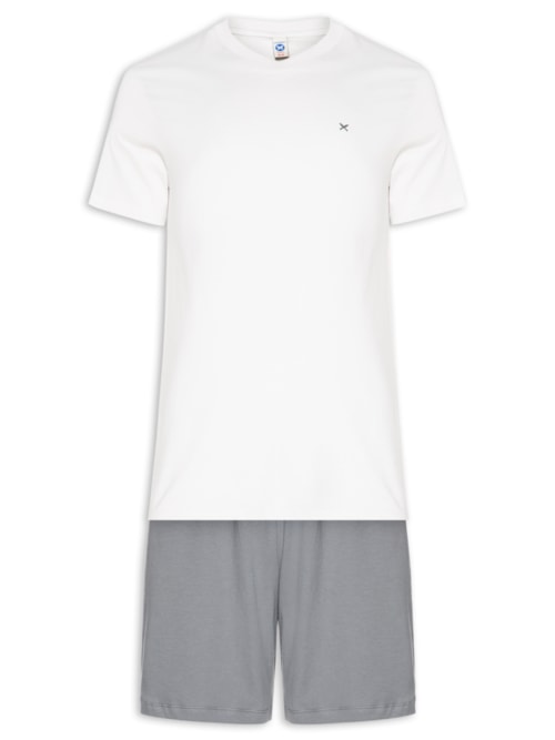 Pijama Masculino Decote V Logo Peixinho Em Algodão – Cinza