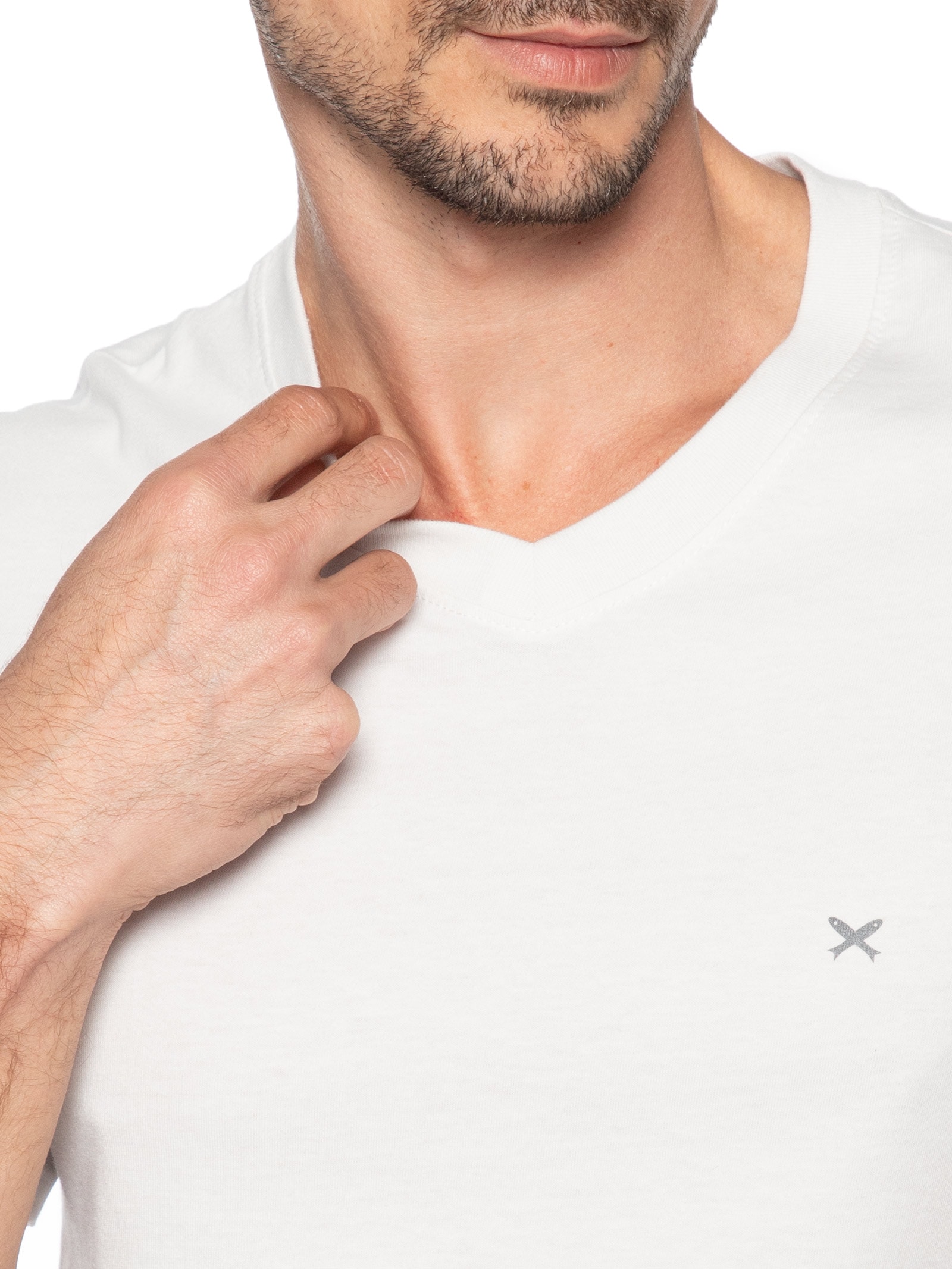 Pijama Masculino Decote V Logo Peixinho Em Algodão Cinza Hering Intimates