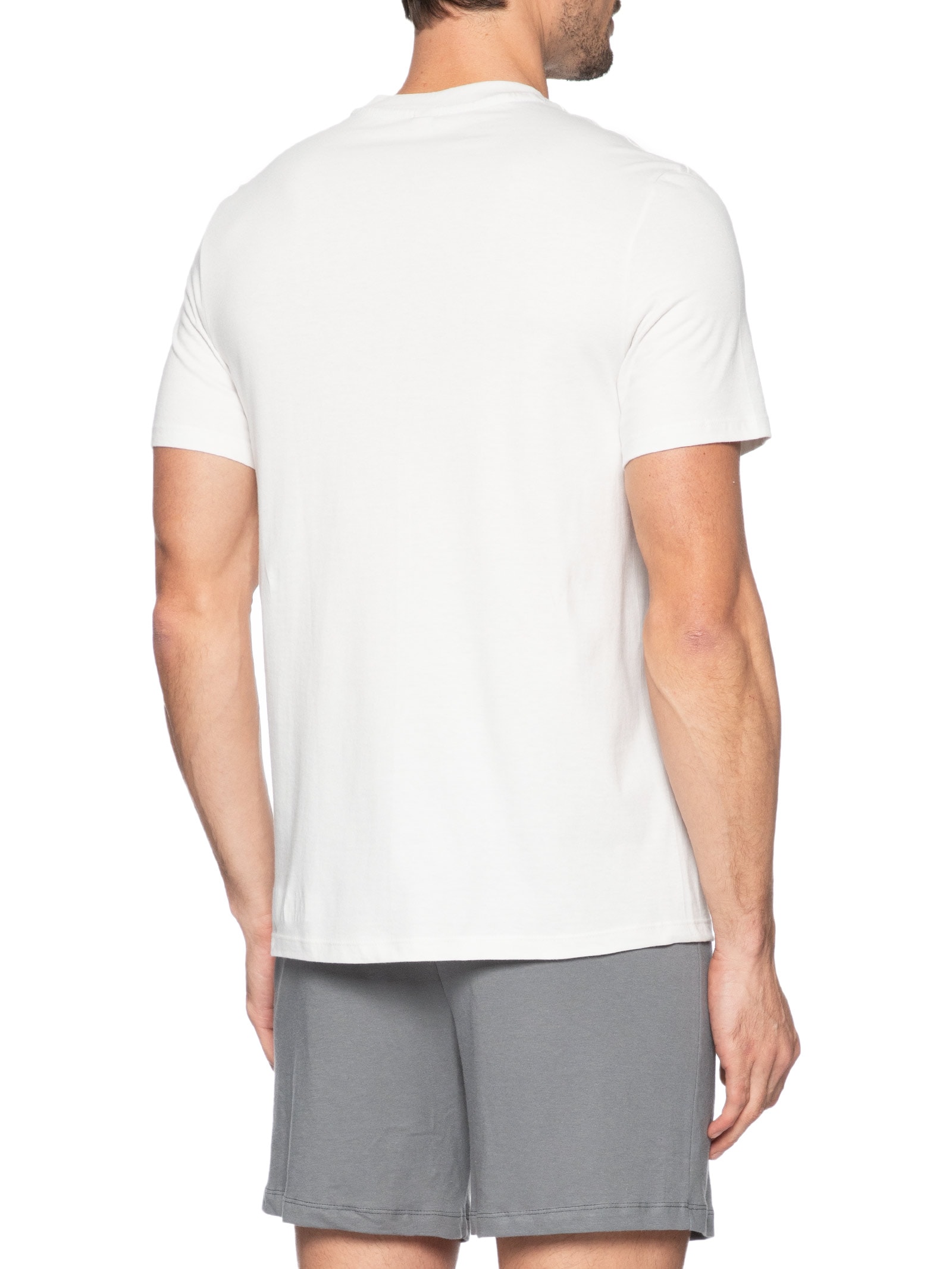 Pijama Masculino Decote V Logo Peixinho Em Algodão Cinza Hering Intimates
