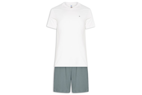 Pijama Masculino Decote V Logo Peixinho Em Algodão - Cinza