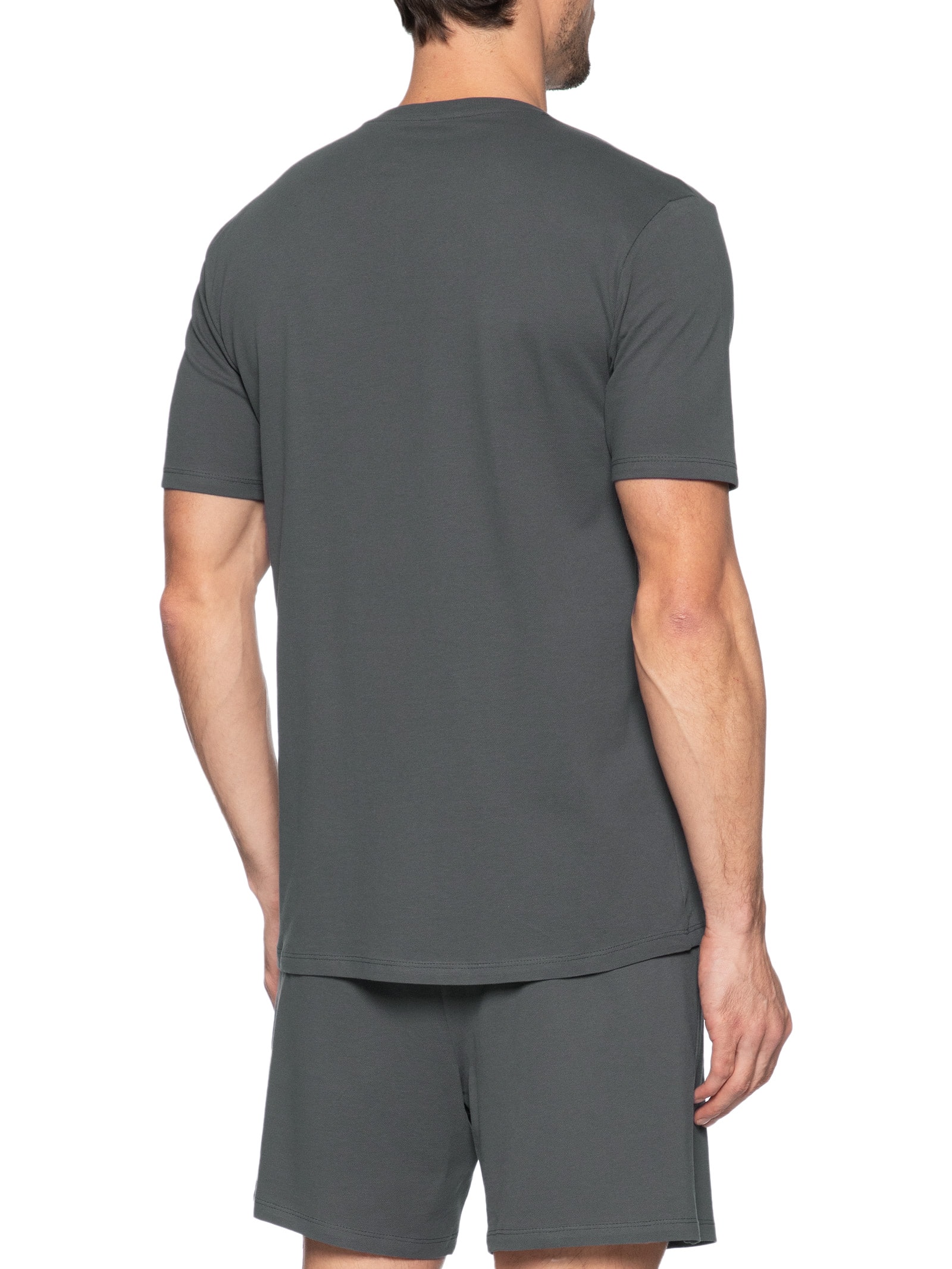 Pijama Masculino Decote V Logo Peixinho Em Piquet Premium Cinza Hering Intimates