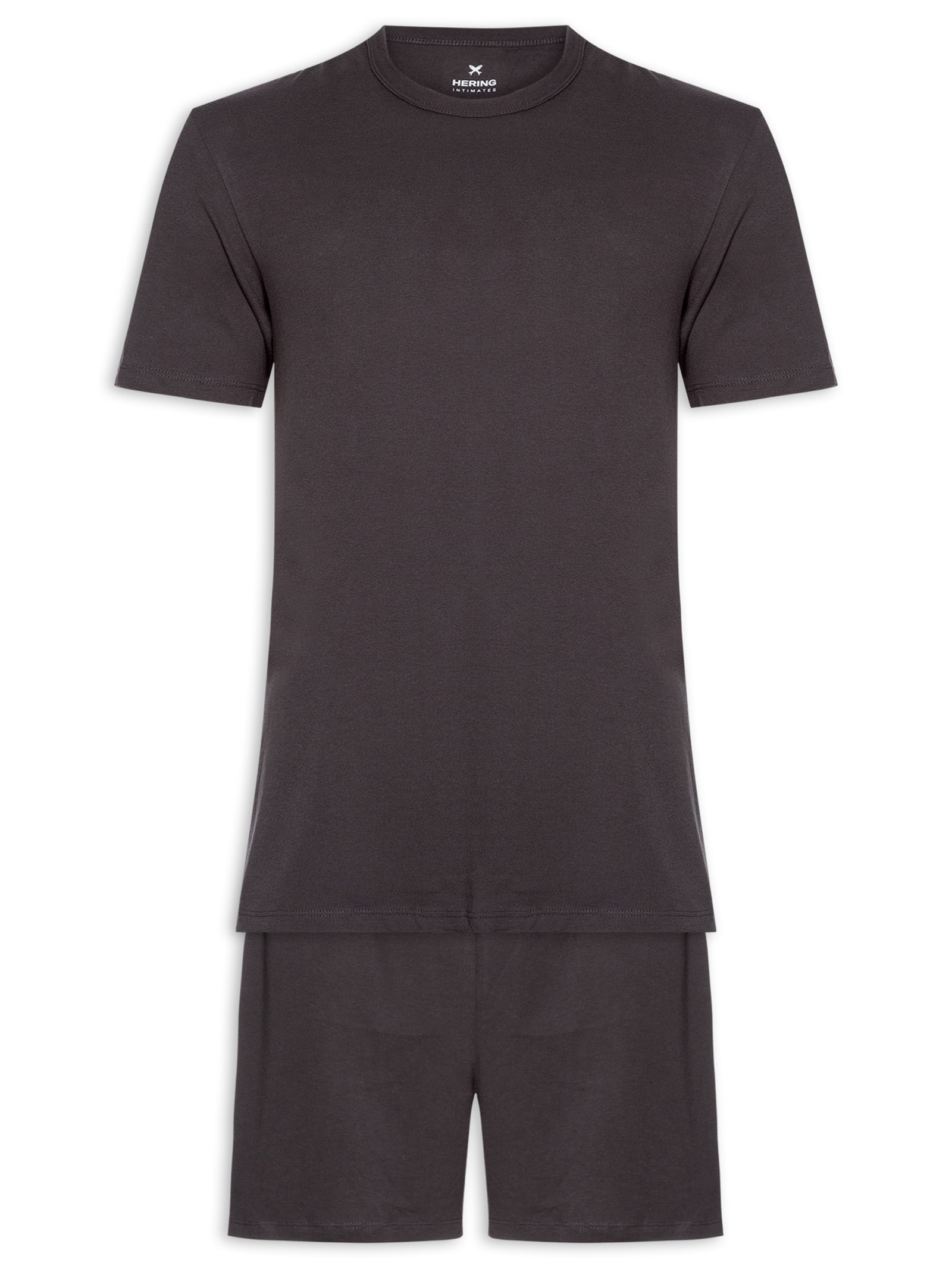 Pijama Masculino Em Algodão Com Bermuda Cinza Hering Intimates