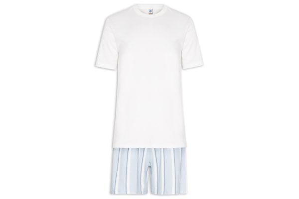 Pijama Masculino Em Algodão Com Saquinho Estampado - Azul