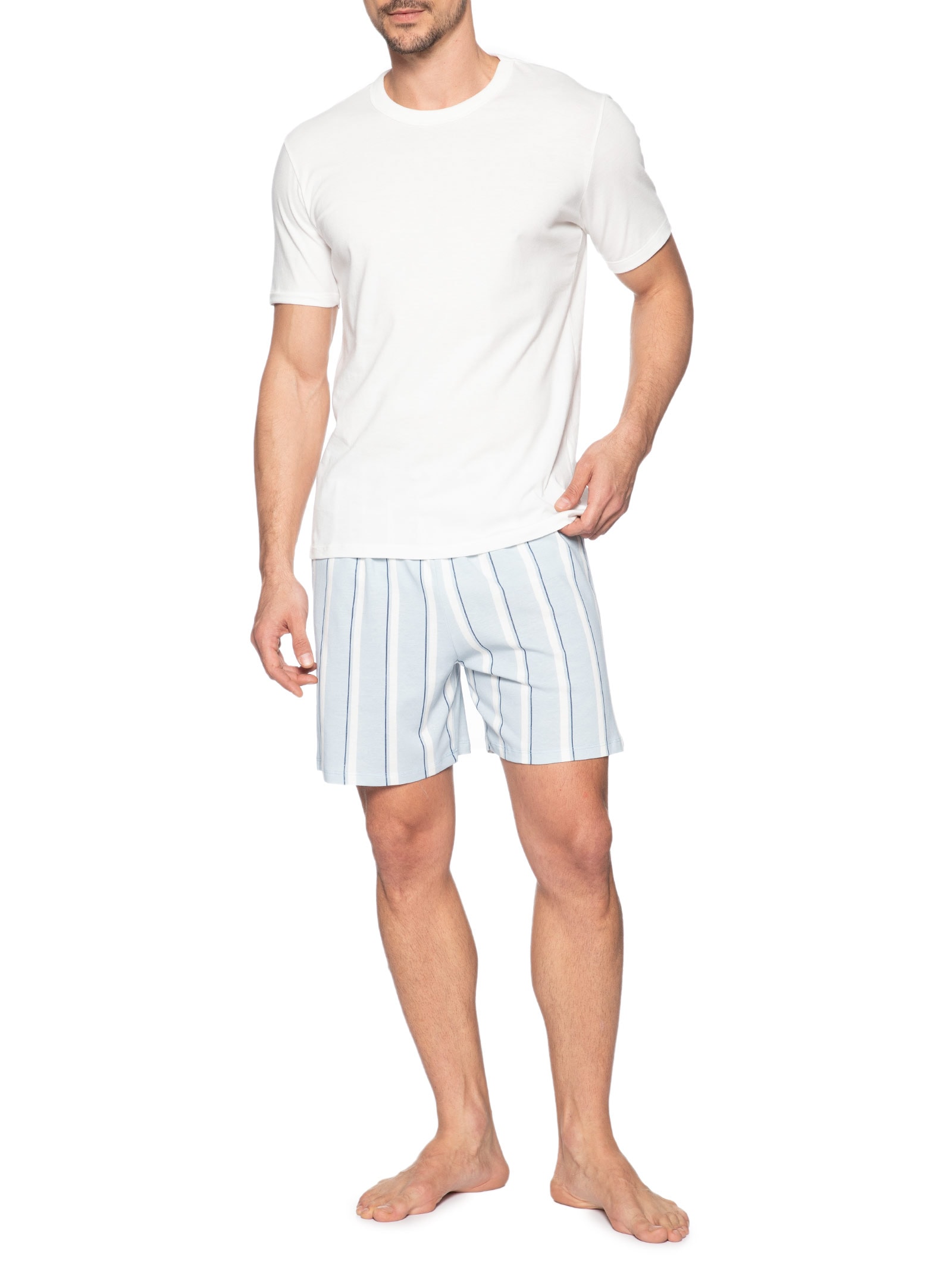 Pijama Masculino Em Algodão Com Saquinho Estampado Azul Hering Intimates