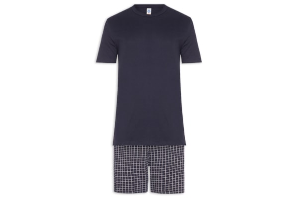 Pijama Masculino em Algodão com Saquinho Estampado - Azul